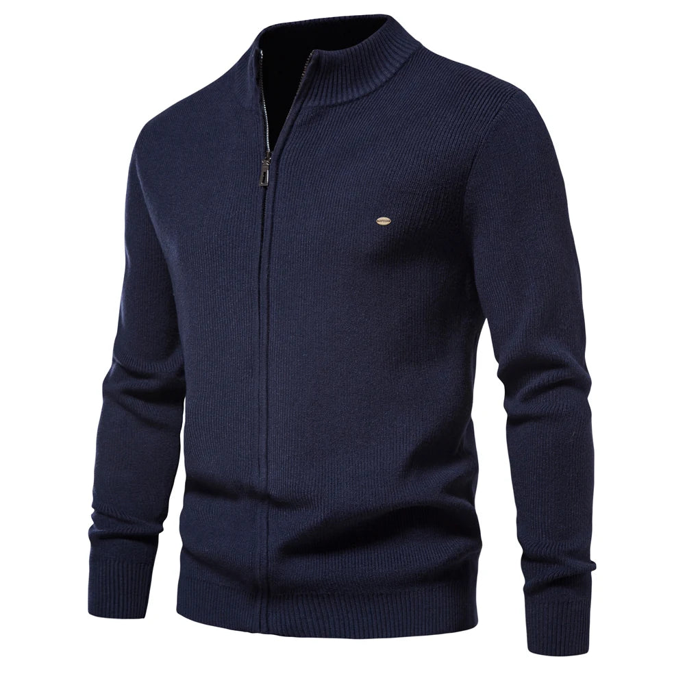Men's Thickened Cardigan Solid Colour Zipper Basic Sweaters High Quality Winter Autumn Cardigan For Men