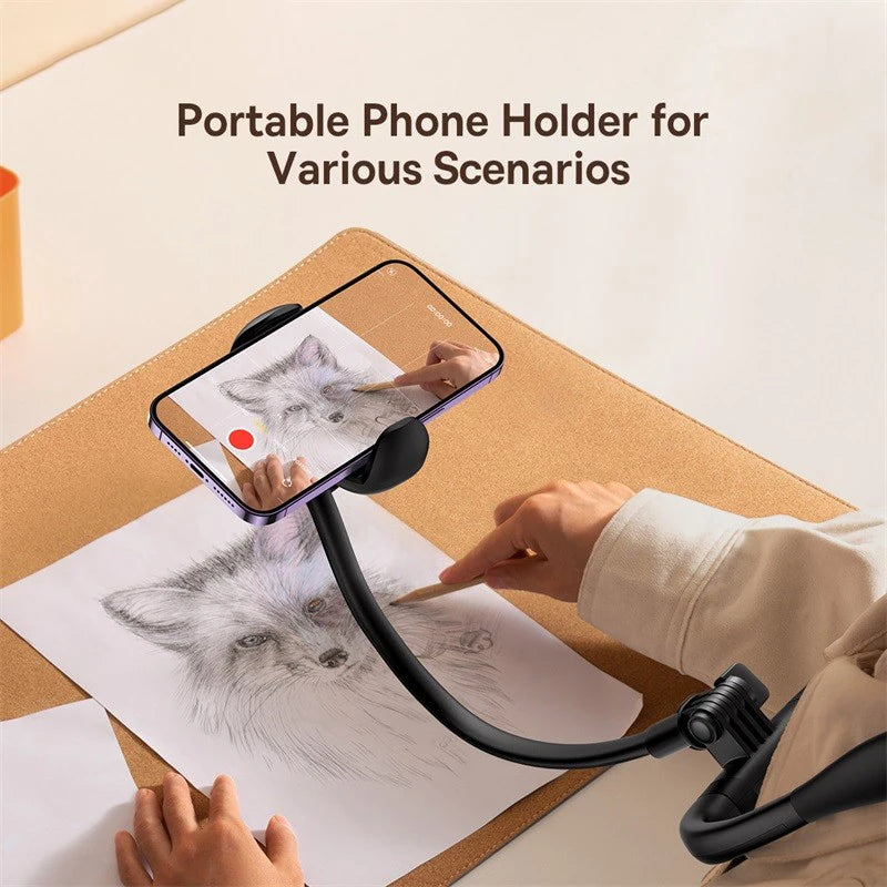 Baseus Flexible Universal Neck Phone Holder Hanging Neck Lazy Necklace Cell Phone Desk Mount Bracket for iPhone 16 15 14 Pro Max