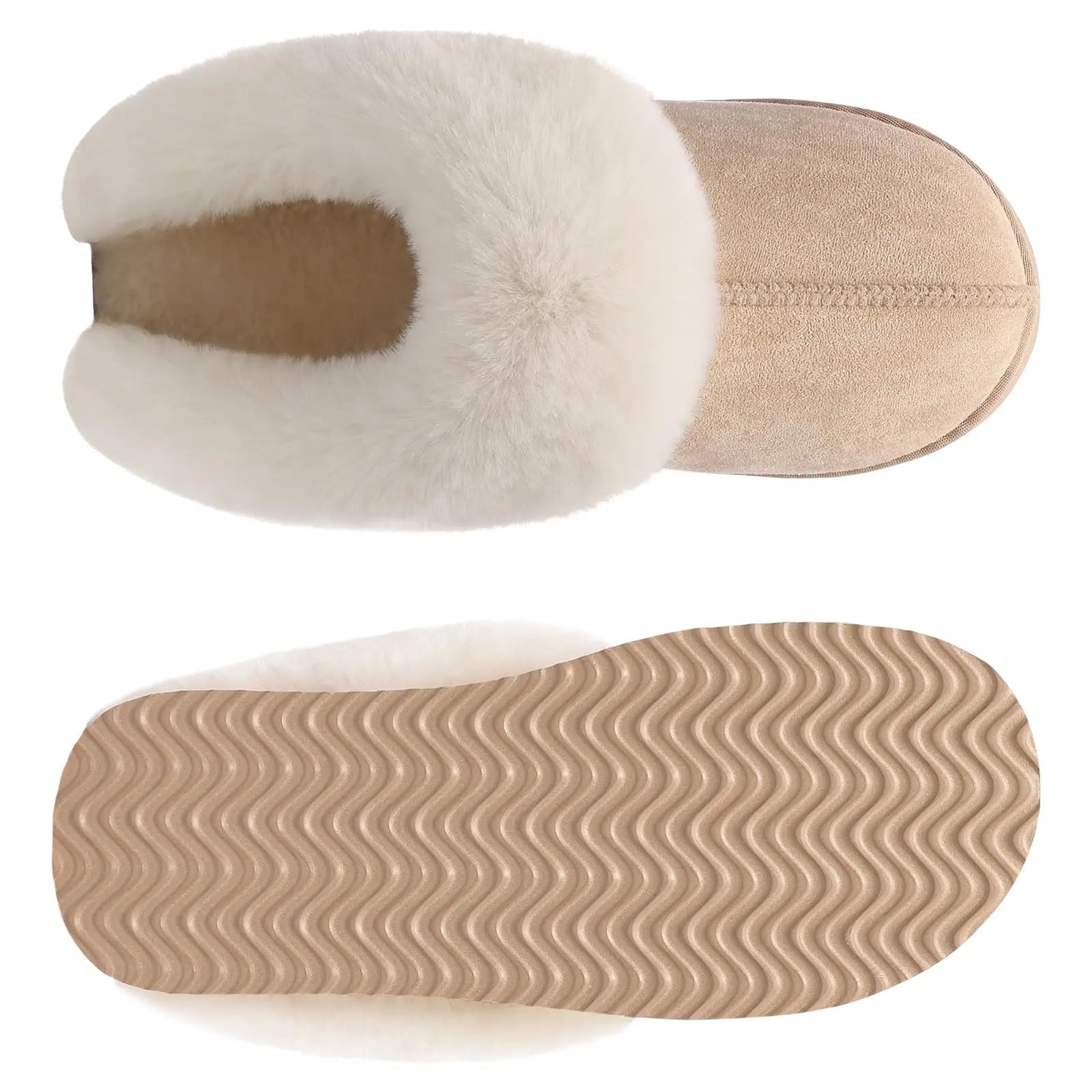 Women's Fashion Fur Winter Slippers With Thick Sole Fluffy Fuzzy Slippers and Anti-Slip Platform Slides Plush Shoes
