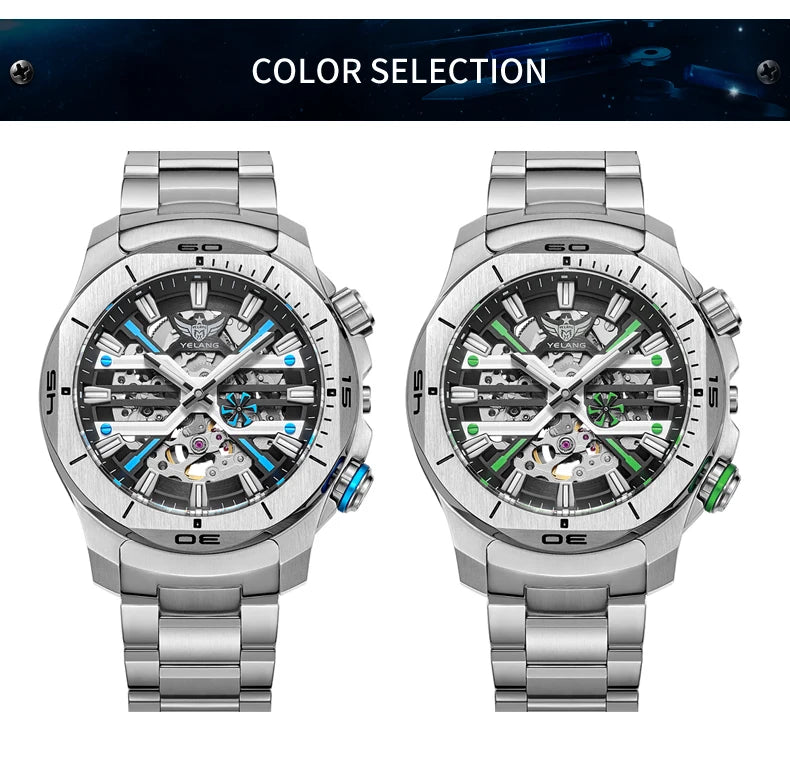 Yelang Men Dress Watch 44mm Vintage Dial Retro Business Luxury Sapphire Japan 8N40 Automatic Mechanical Waterproof 30Bar Reloj