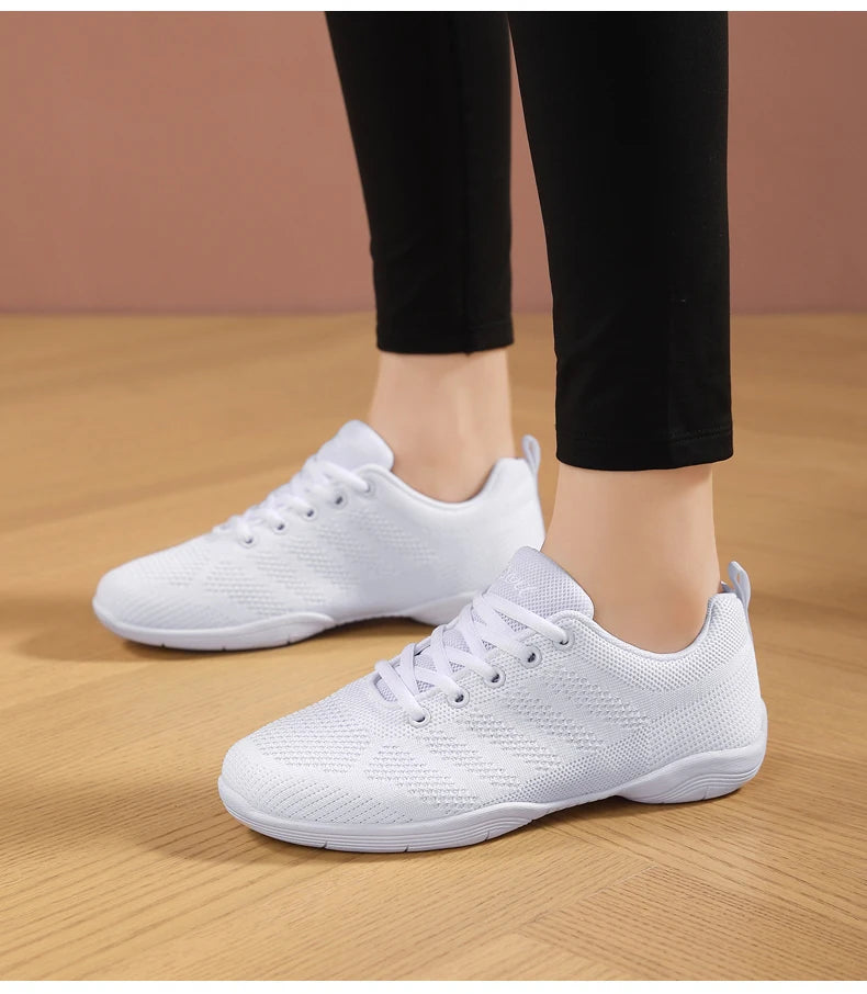 Youth Competition Cheerleading Breathable Sneakers Girls White Dance Training Shoes Children's Competitive Aerobics Shoes