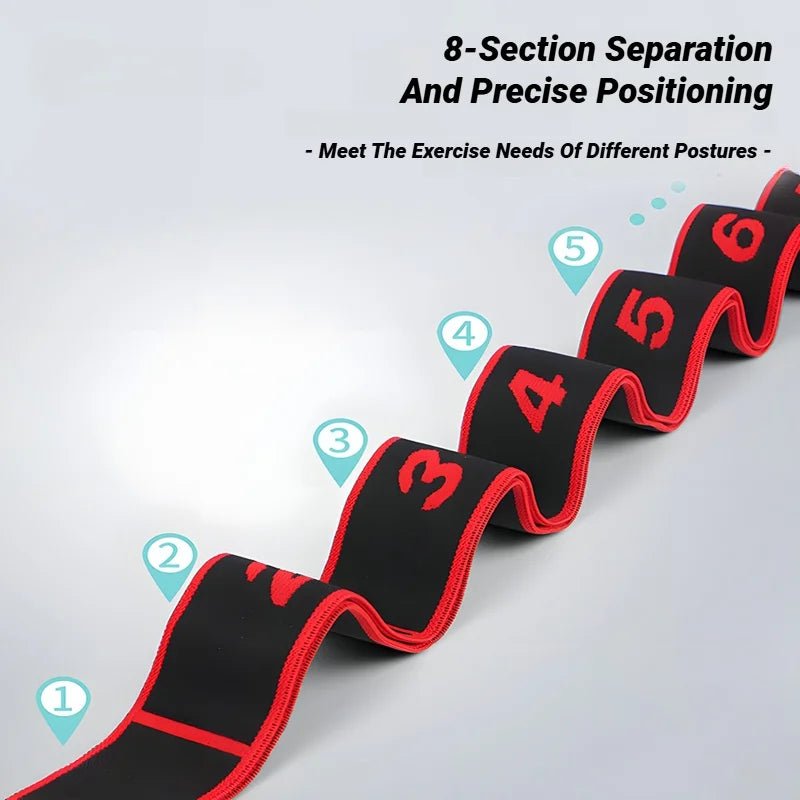 8 Section Style Dance Resistance Band Yoga Stretching Pilates Fitness Digital Elasticity Elastic Stretch Training Tension Belt