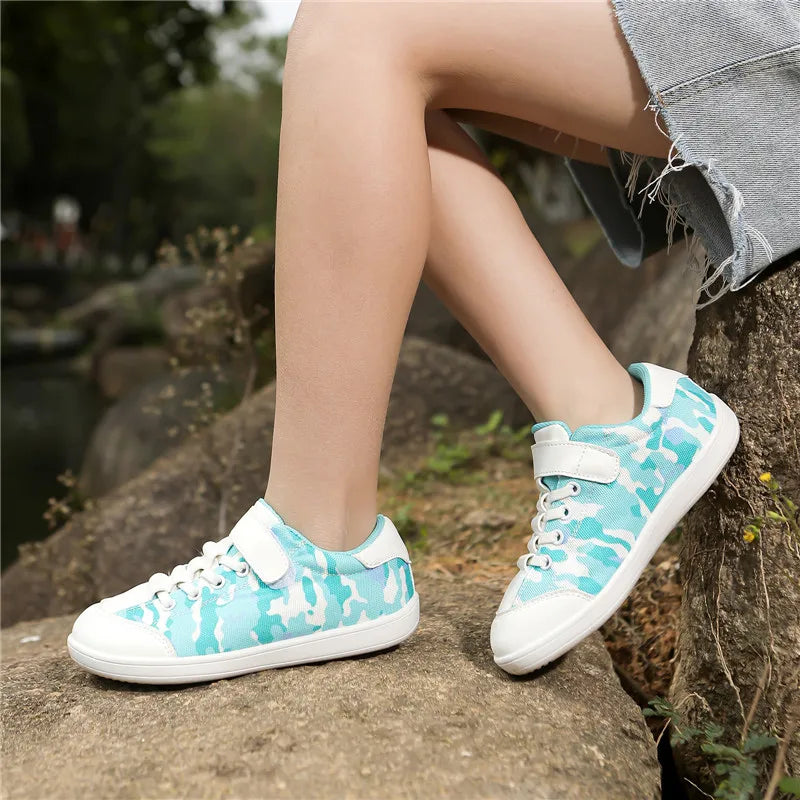 Blotevoetenschoenen voor kinderen, lichtgewicht ademende sneakers met brede neus voor sporten, hardlopen, tennis en buitenavonturen