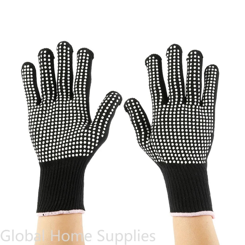 1 Pair Barbecue Anti-scald Gloves Heat Resistant BBQ Oven Gloves Kitchen Fireproof Anti-slip Gloves For Cooking