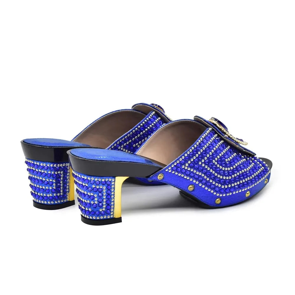 Italian Shoes with Matching Bags with Rhinestone Luxury Crystal Shoe Women Designers Nigerian Women Party Pumps with Purse