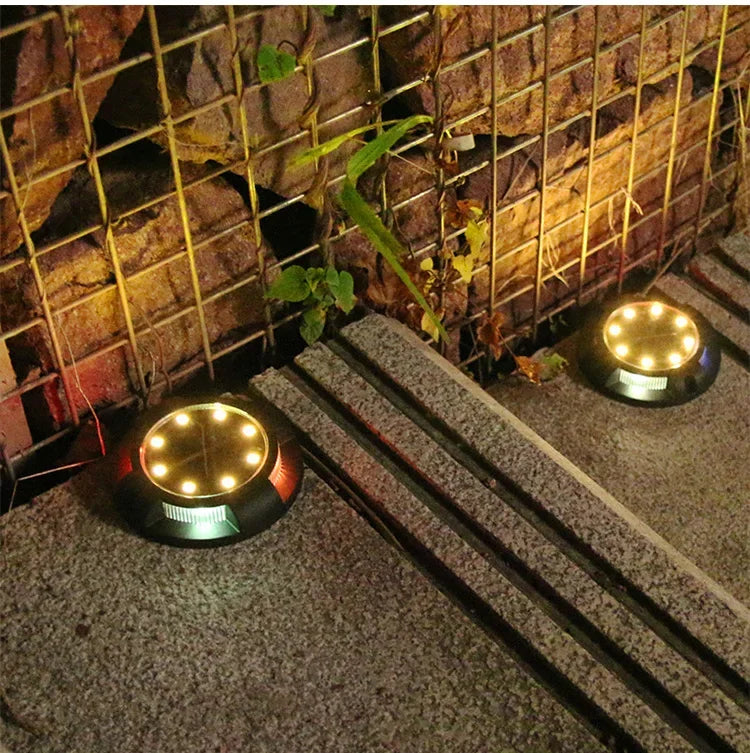 12LED Solar Underground Light Circular Outdoor Garden Solar Underground Light Deck Light Buried Solar Light Garden Decoration