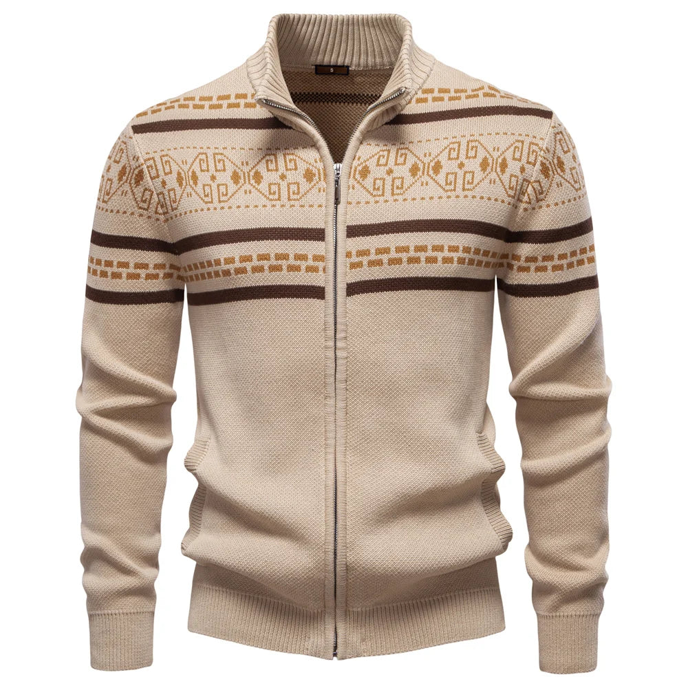 Men's Autumn High Quality Stand Collar Jacket Warm Winter Cotton Coat for Men Ethnic Patterns Casual Male Outerwear