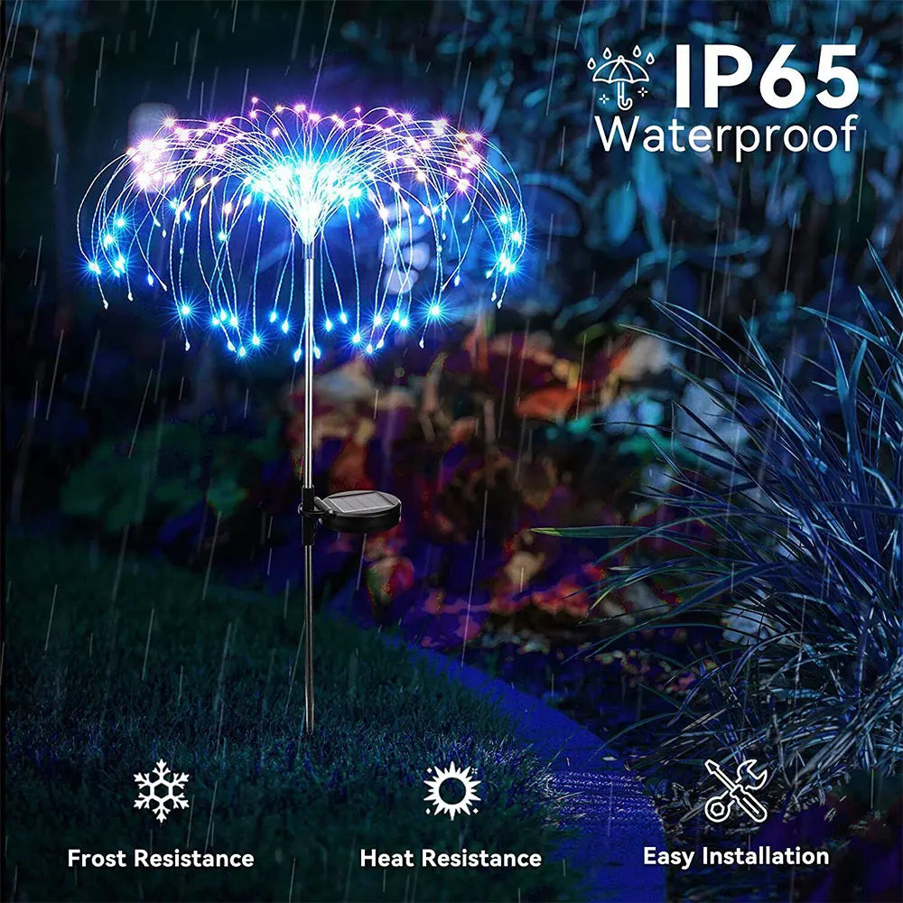 200LED LED Solar Fireworks Lights Outdoor Grass Globe Dandelion Lamp for Garden Lawn Landscape Lamp Holiday Light