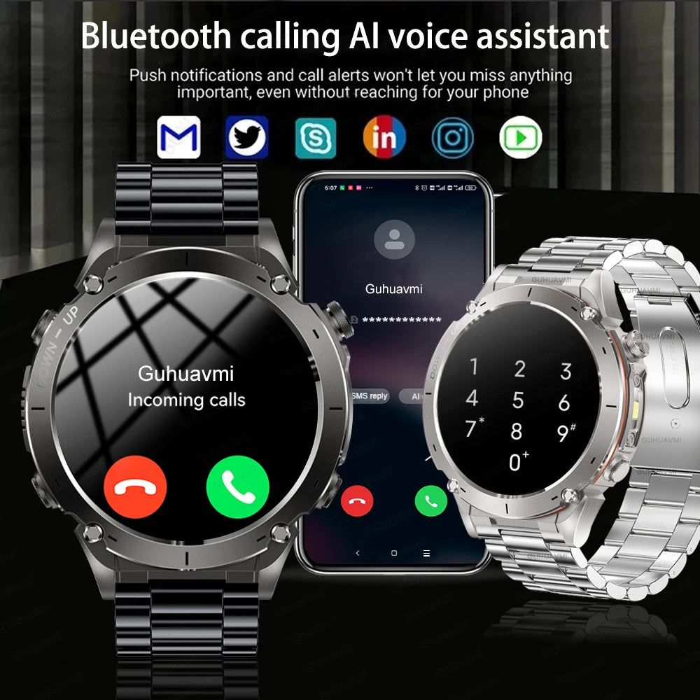 2025 Nieuwe robuuste militaire GPS Smart Watch Ingebouwde GPS Tracker Kompas Sport Fitness Tracking Smartwatch - Compatibel met HUAWEI &amp; Xiaomi IOS