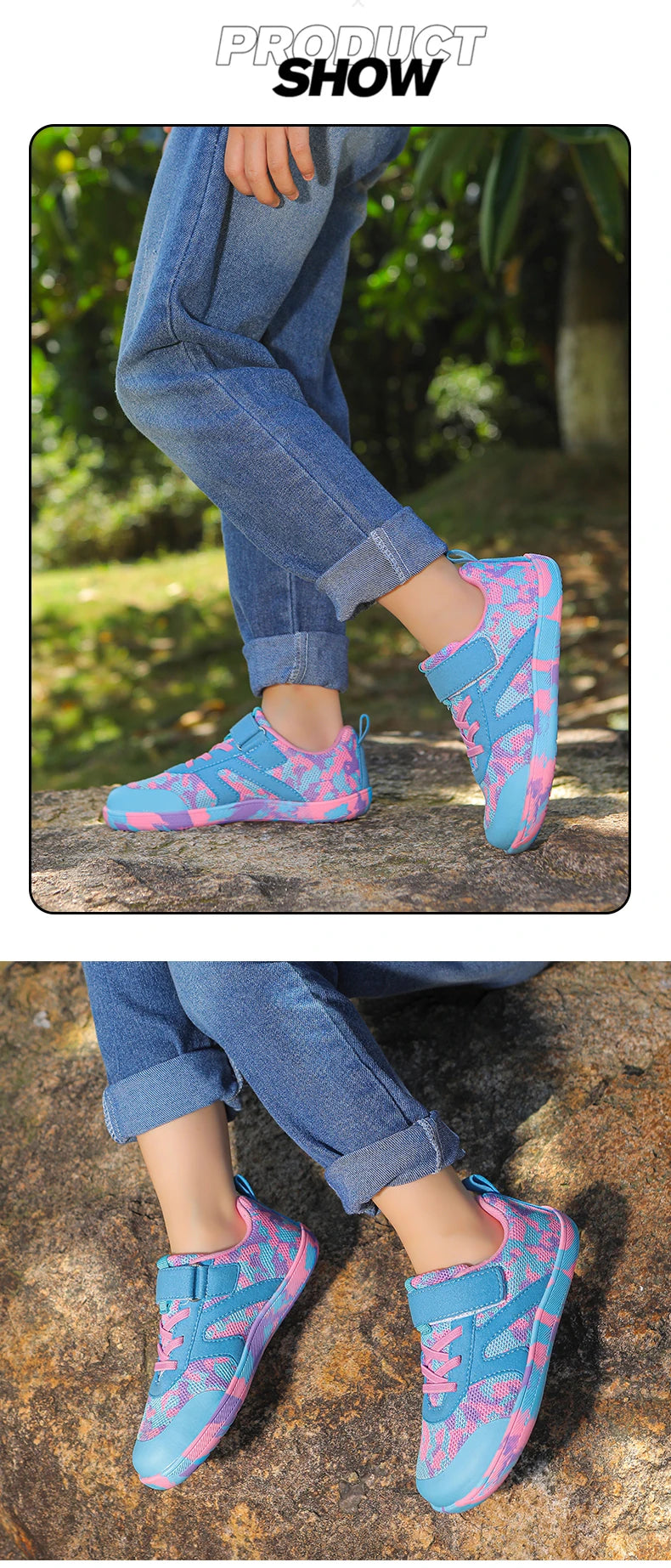 Ademende kindersportschoenen voor jongens en meisjes met brede voeten - Lichtgewicht voor hardlopen en wandelen en antislip