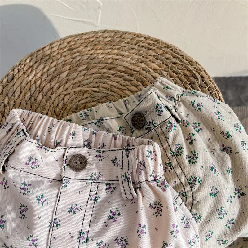 Autumn Kids Pants Floral Girls Boys Trousers Children's Clothes 12M-6T Unisex