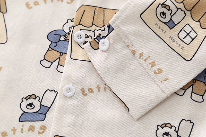 Herfst kinderkledingset kinderen schattige cartoon beer shirt + effen overall jongens 2 stuks dunne stijl outfit 1-3 jaar unisex