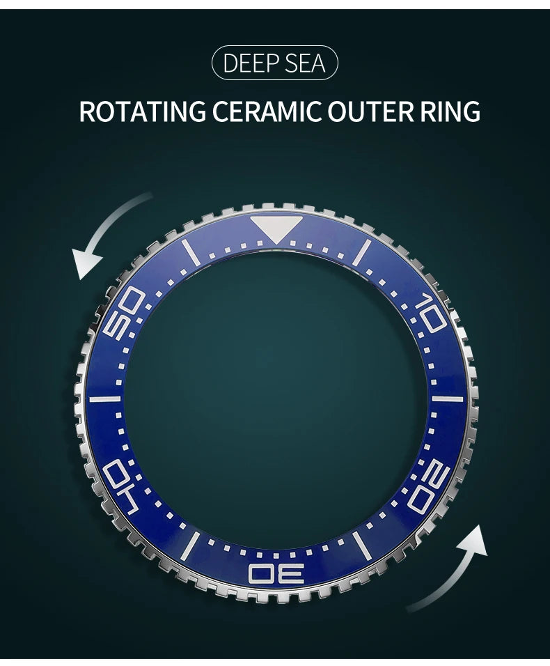 Yelang V5.2 Mechanical Watch 44M Rotatable Ceramic Bezel Sapphire Lens SW220 300m Super Waterproof Men's Diving Watch Reloj