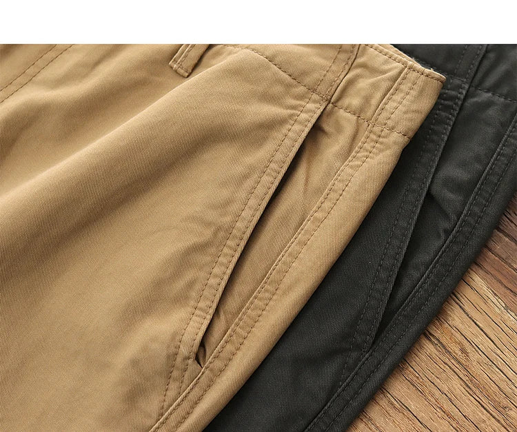 Spring Autumn New American Retro Twill Amekaji Chino Cargo Pants Men's Simple 100% Cotton Washed Straight Casual Trousers