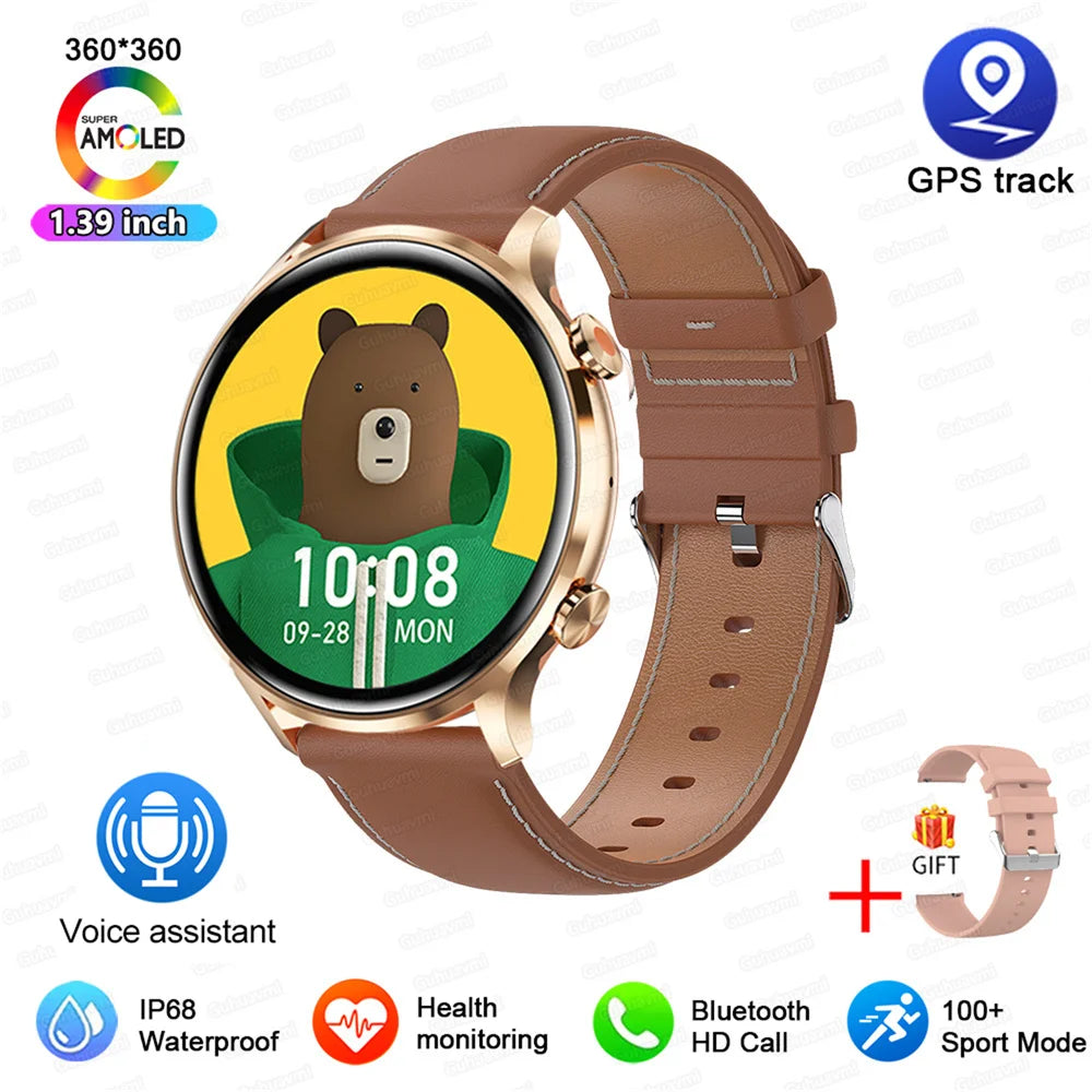 2025 New Smartwatch Women AMOLED HD Screen Always On Display Bluetooth Call IP68 Waterproof GPS Smart Men Watch - Compatible with Android IOS