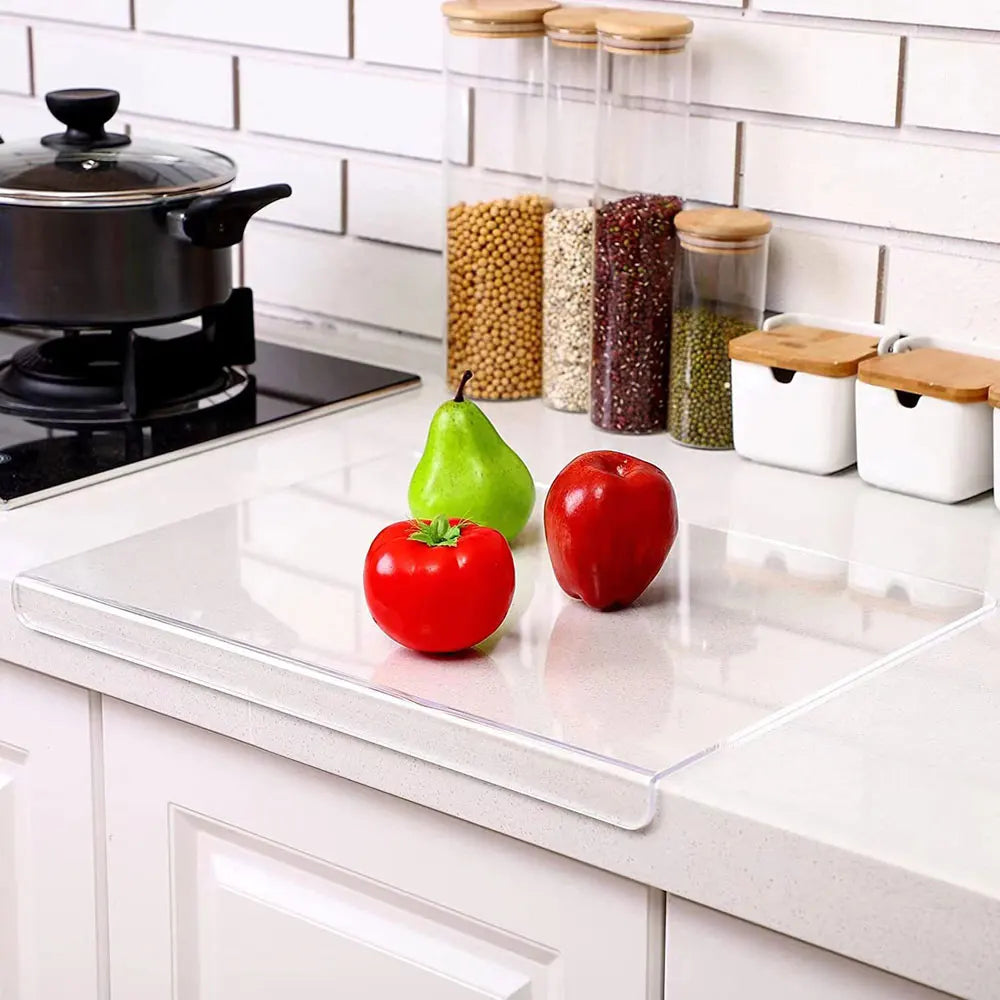 Acrylic Cutting Board With Counter Lip Clear Chopping Block For Kitchen Counter Non Slip Countertop Protector Home Essentials