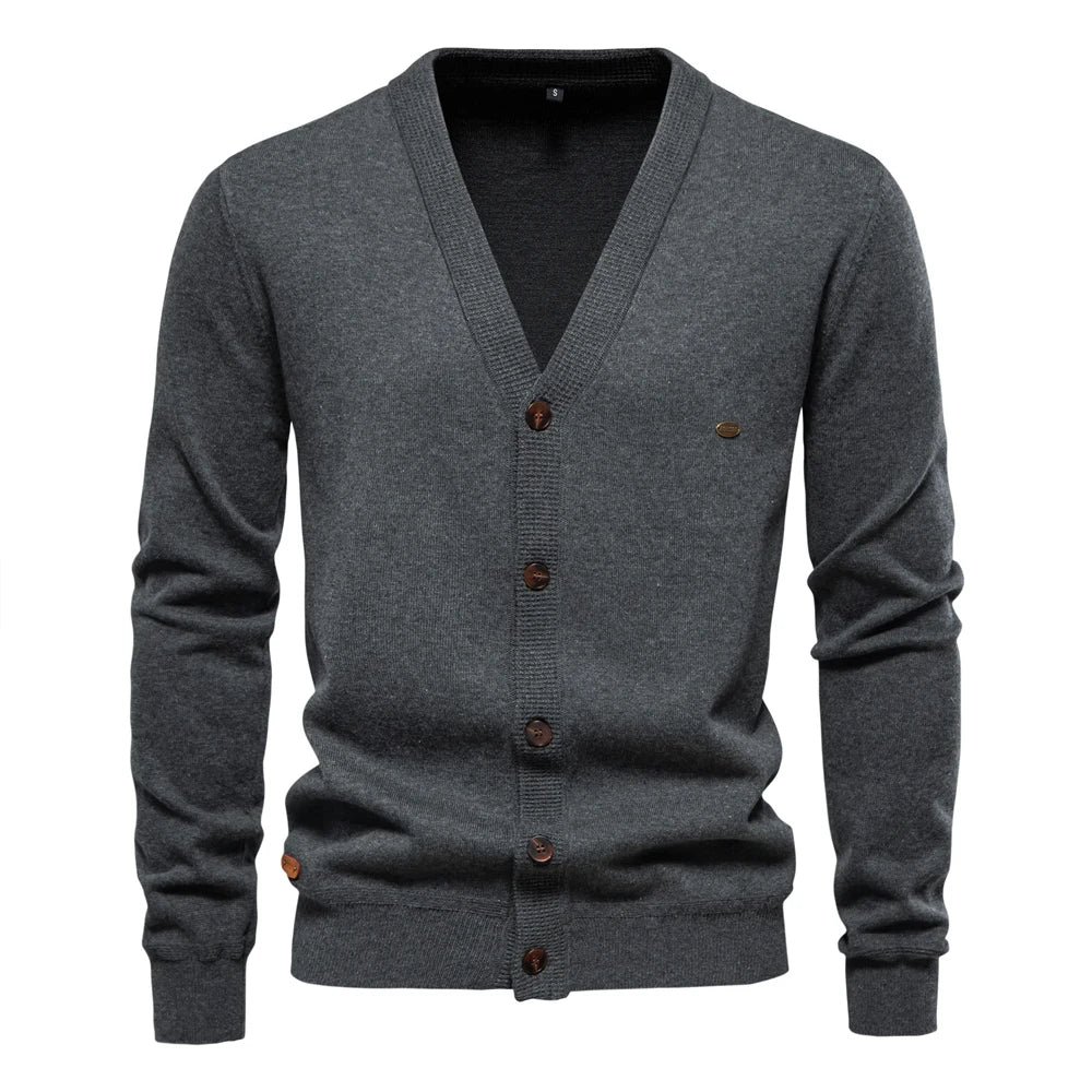 Men's Autumn Cotton Cardigan Sweater Casual Single Breasted Solid Colour High Quality Cotton Sweater For Men