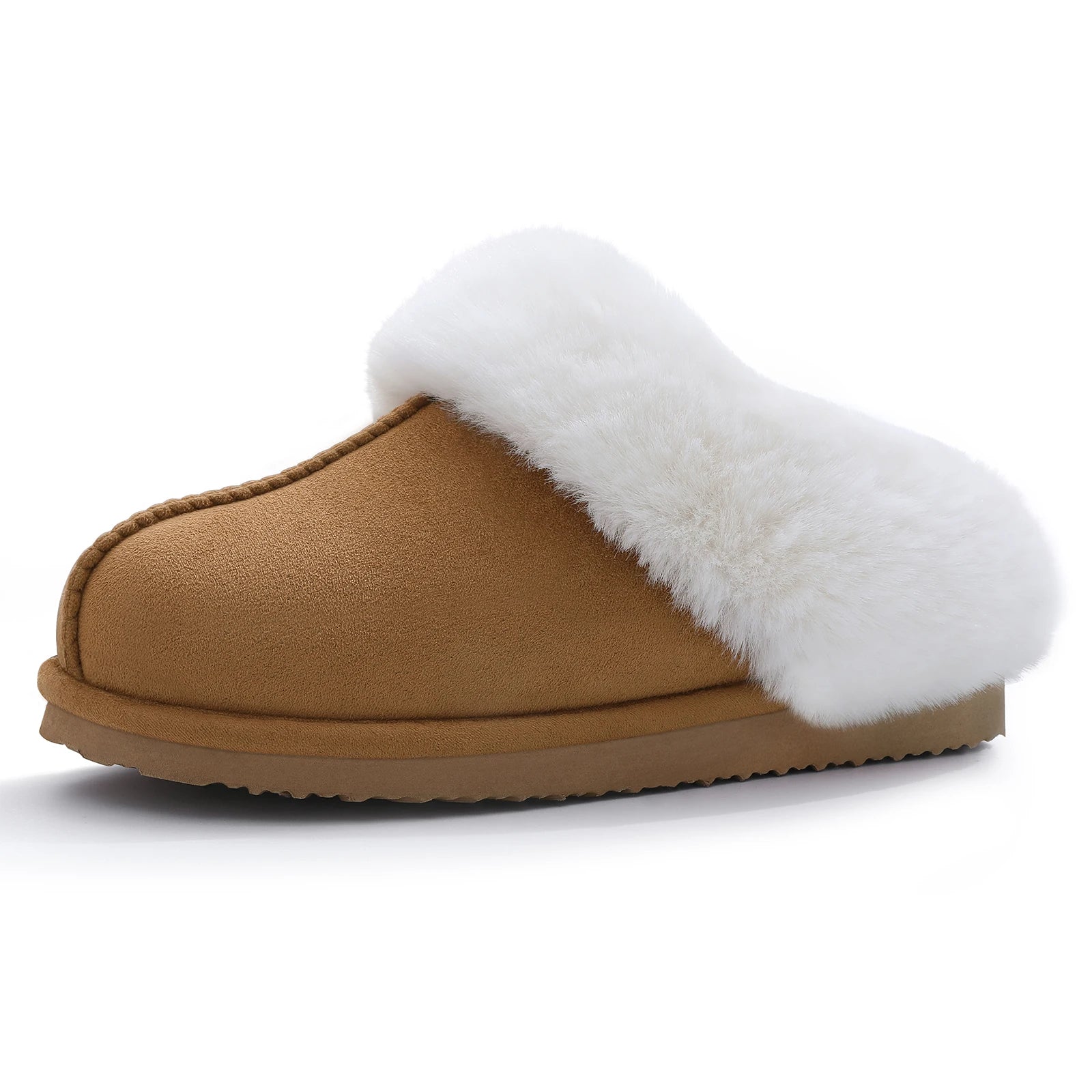 Women's Winter Warm Fluffy Faux Fur Suede Shoes For Indoor and Outdoor Use Fuzzy Slides Fur Slippers For Ladies