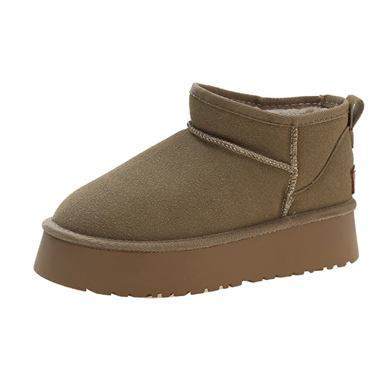Women's New Classic Plush Warm Cotton Ankle Boots Flat Bottom Suede Fur Winter Snow Boots Comfortable Short Thickened Fluff