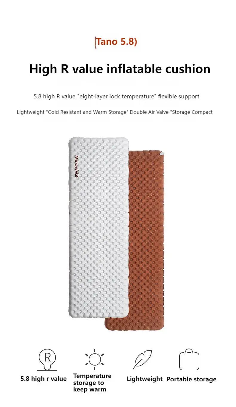 Naturehike R5.8 Inflatable Mattress Thermal Insulation Air Cushion for Hiking Outdoor Sleeping Bed Pad Ultralight Folding Mat