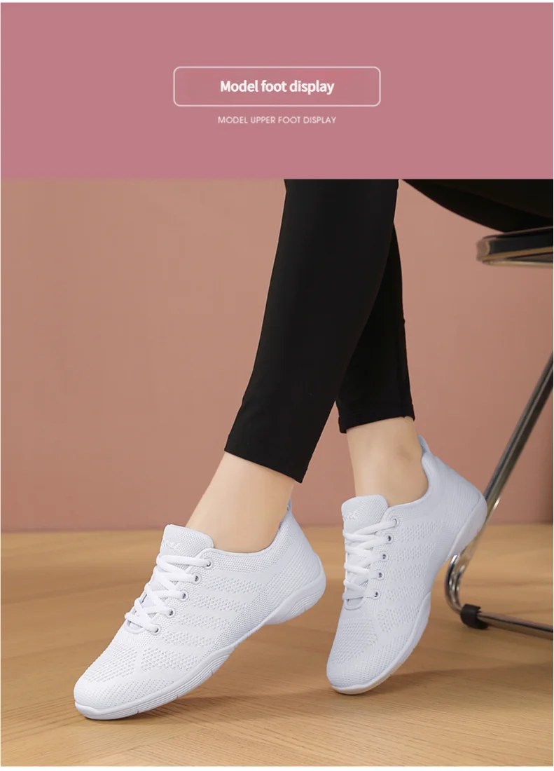 Youth Competition Cheerleading Breathable Sneakers Girls White Dance Training Shoes Children's Competitive Aerobics Shoes