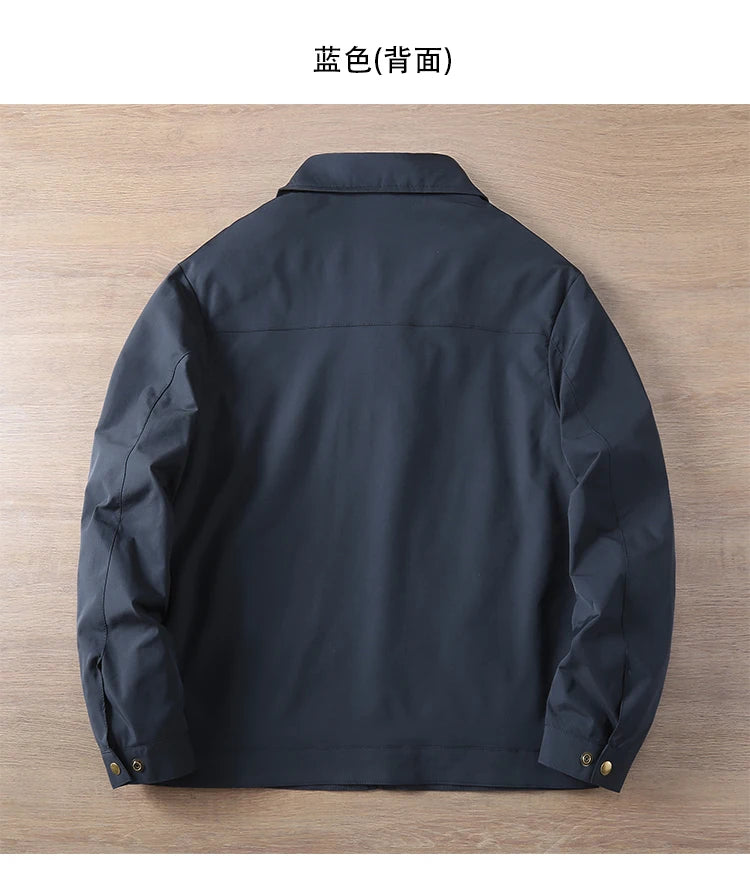 2025 Lente en herfst Nieuwe Amerikaanse retro lange mouwen revers zakelijke casual jas heren slanke veelzijdige dagelijkse jas met ritszak