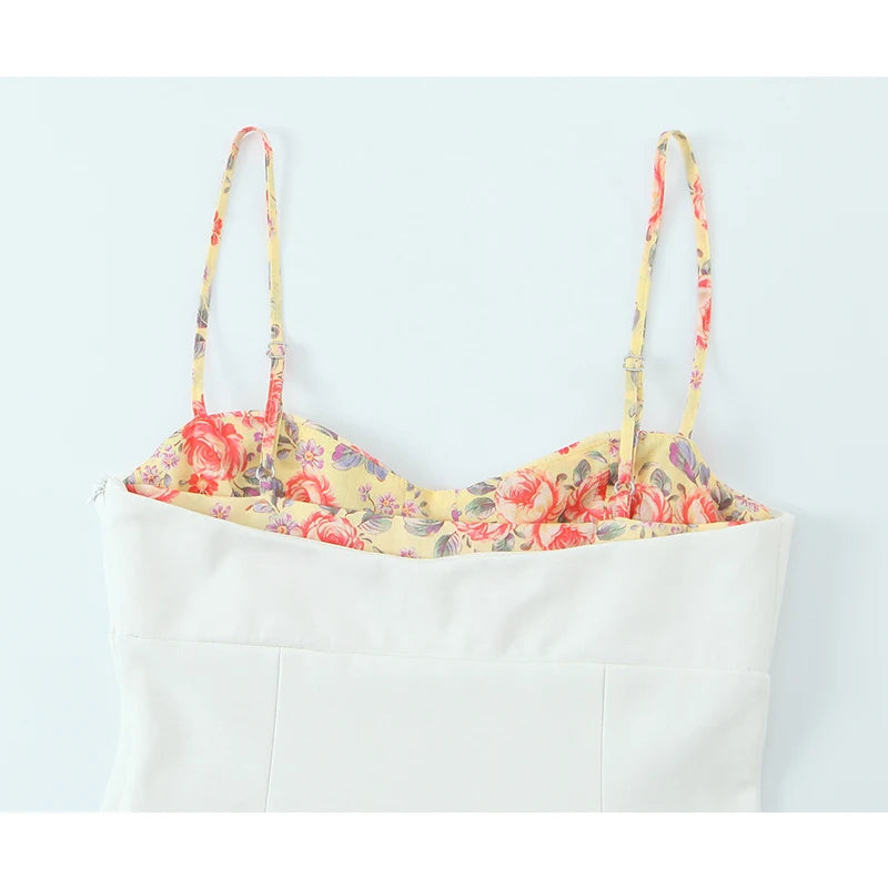 Witte print camisole sexy verstelbare spaghettibandjes chique feest zomer crop top streetwear voor vrouwen korte lengte polyester