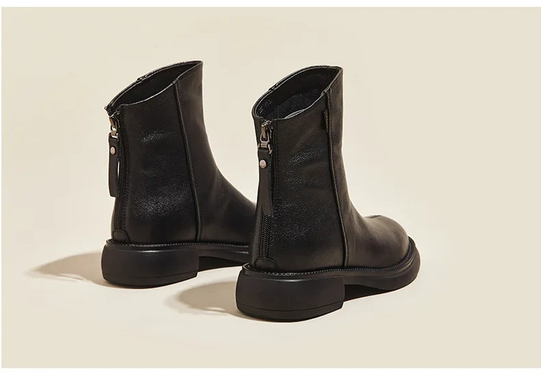 Women's Genuine Leather Female mother Ankle Boots Shoes Split Zipper Winter Fur Plush Warm Autumn Zapateos Mujer Platform