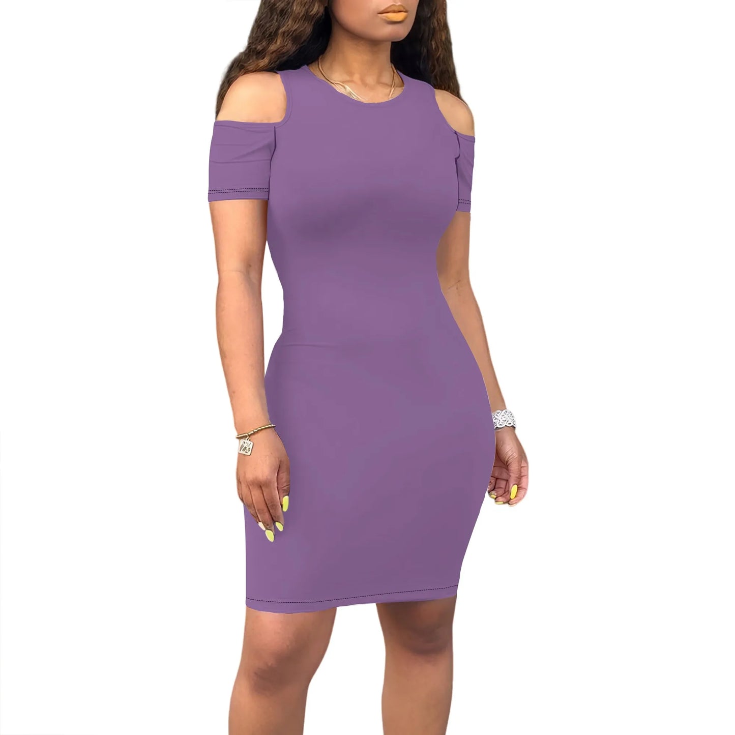 Summer Off Shoulder Dresses for Women Summer Crewneck Short Sleeve Casual Knee Length T Shirt Going Out Dresses
