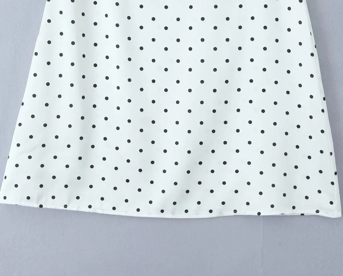 2025 Women Vintage Black White Polka Dot A-line Knee Length Skirt Sexy Low Waist Holiday Summer Skirts