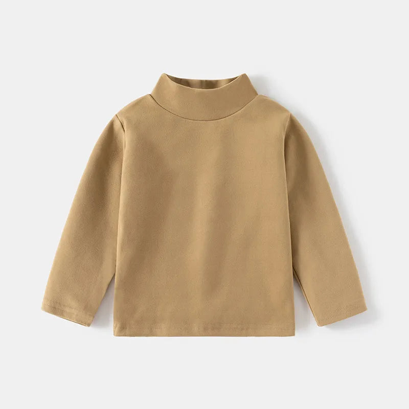 New Autumn Kids Bottoming Shirt 2-6T Children Solid Colour High Collar Undershirts Girls Boys Tops Unisex