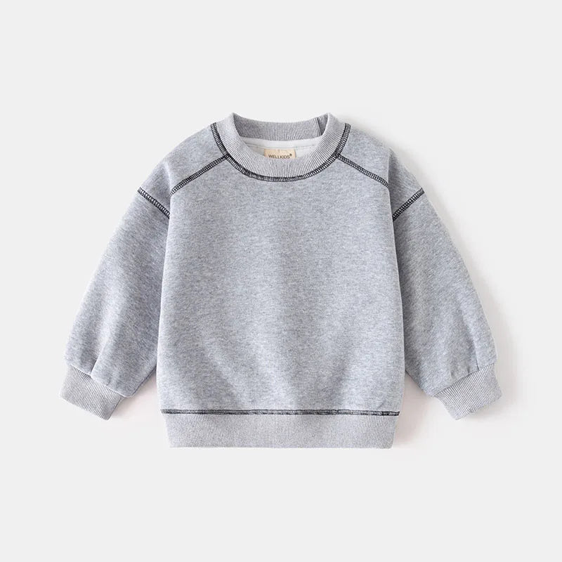 New Spring Kids Hoodie Girls Cute Contrast Colour Pullover Thin Style Children Loose Boys Sweatshirt 2-6T Unisex