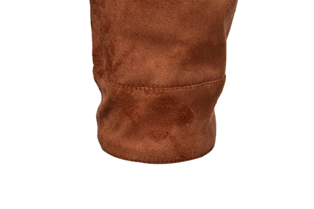 2023 Nieuwe herfst-winter suède leren jas herenmode luxe casual omslagkraag herenjas