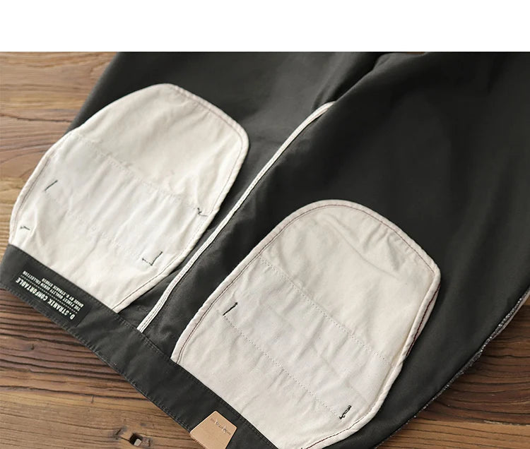 Spring Autumn New American Retro Twill Amekaji Chino Cargo Pants Men's Simple 100% Cotton Washed Straight Casual Trousers
