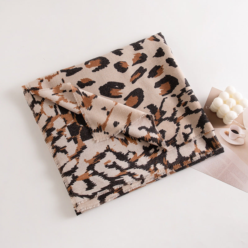Women's Leopard Print Artificial Warm Cashmere Winter Scarf