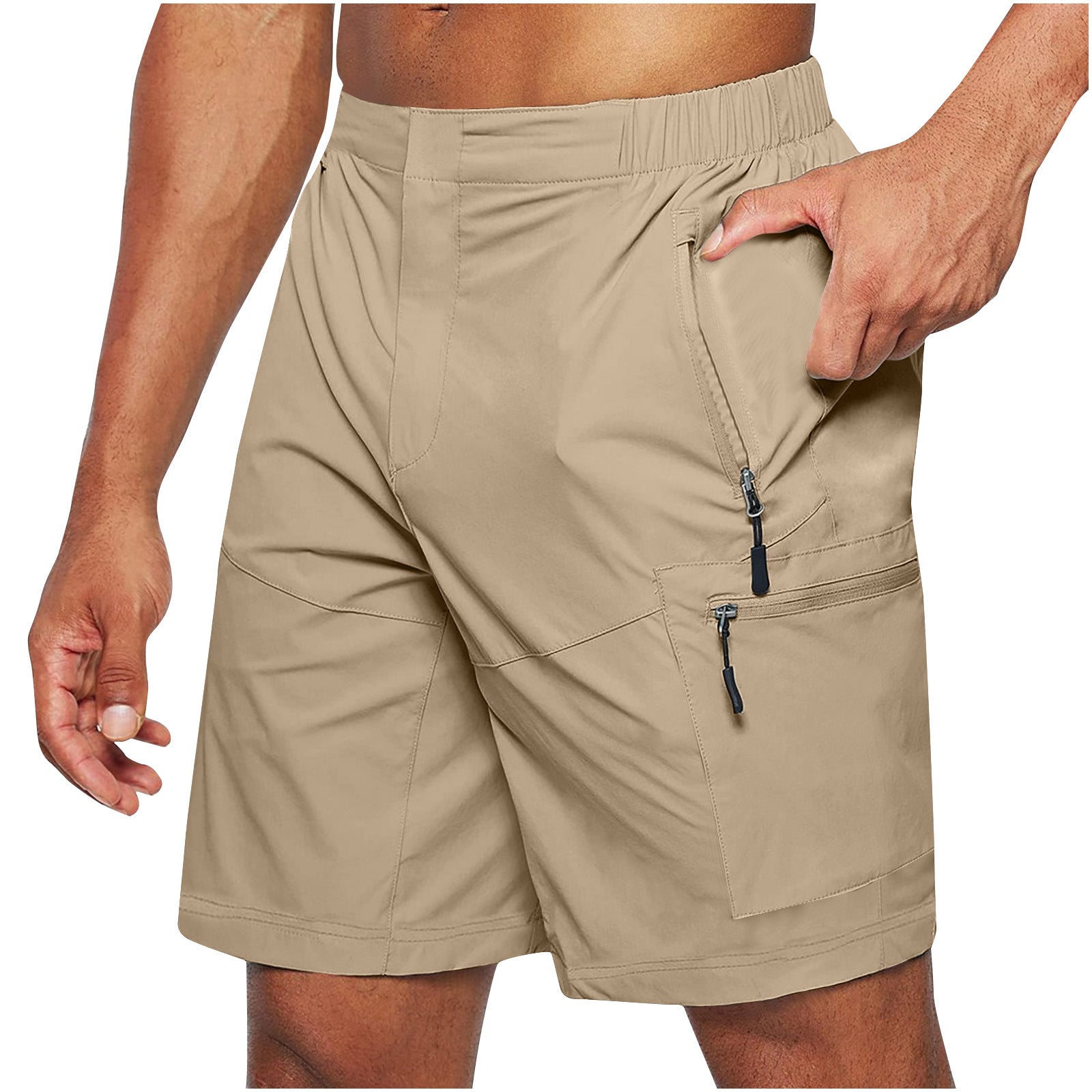Men's Knee-Length Straight Pants With Elastic Waist - Strap Summer Casual Outdoor Shorts