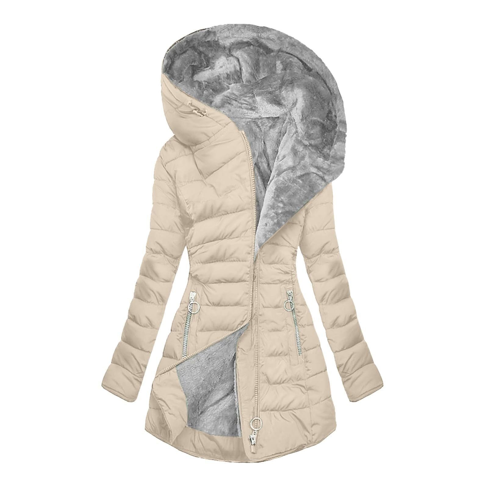 Hooded Long-Sleeved Warm and Velvet Cotton Jacket For Women