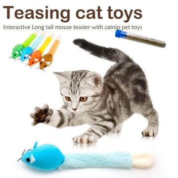 Long Tail Pet Teaser And Training Toys For Cat And Mouse - Funny And Interactive Pet Toys