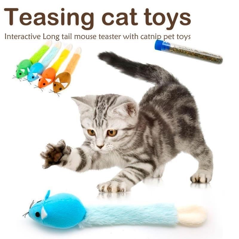 Long Tail Pet Teaser And Training Toys For Cat And Mouse - Funny And Interactive Pet Toys