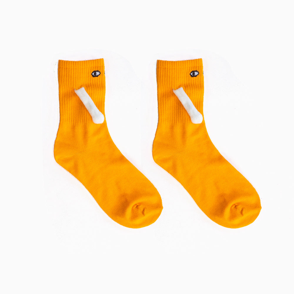 Mid-Tube Black And White Couple Matching Holding Socks