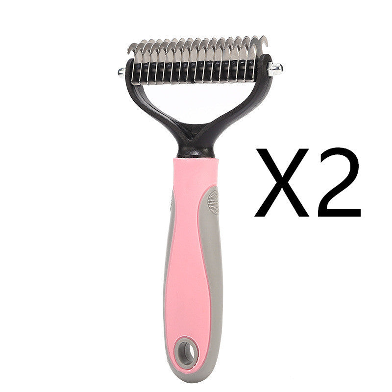 Stainless Double-Sided Pet Hair Brush With Removal Comb For Pet Grooming