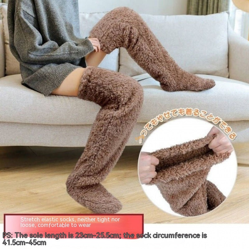 Winter Warm Over Knee High Fuzzy Long Socks - Cold-proof Stockings, Home Floor Sleeping Socks - Unisex