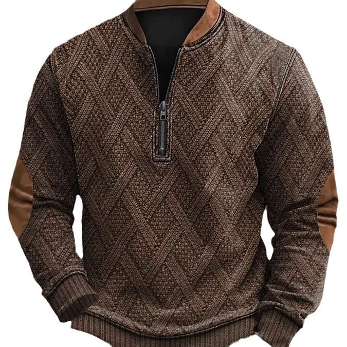 Autumn & Winter Digital Printing Half Zipper Warm Sweater For Men