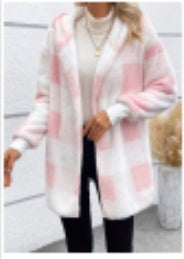 Women's Loose Plaid Sweater Cardigan