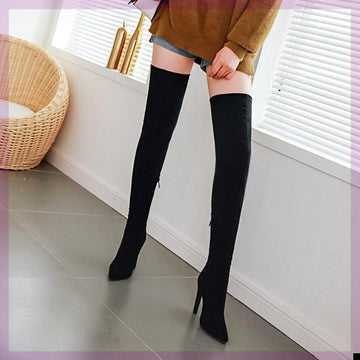 Women's Stretch Knee Big Solid Colour Boots