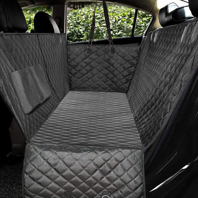 Dog Waterproof Car Seat Cover With Mesh Window, Zipper, And Pocket For Travel - Pet Carrier Hammock Safety Protector At Car Rear Seat