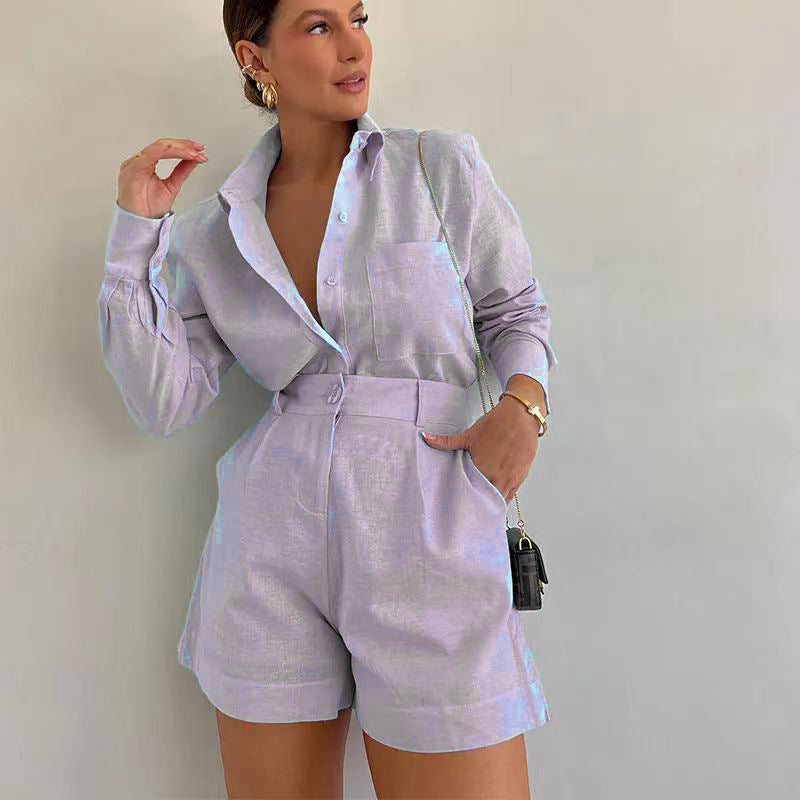 Women's Long-Sleeve Suit With Short Suit Pants