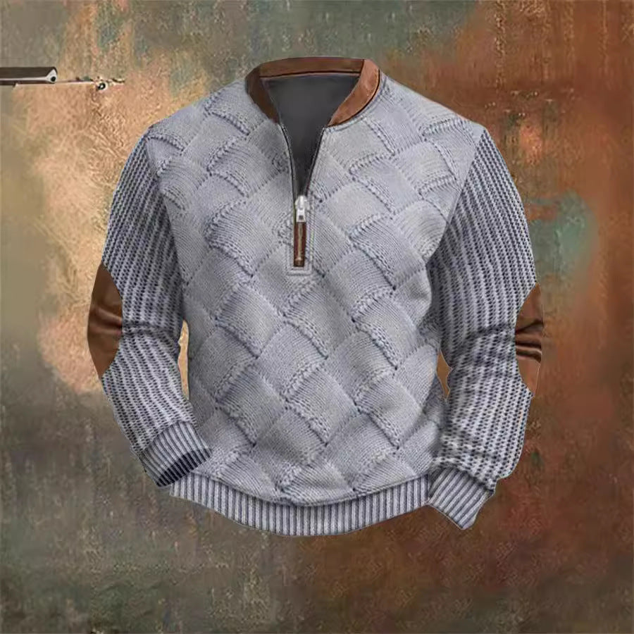 Autumn & Winter Digital Printing Half Zipper Warm Sweater For Men