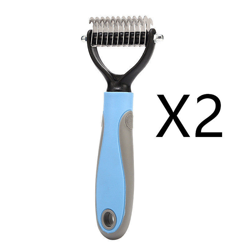 Stainless Double-Sided Pet Hair Brush With Removal Comb For Pet Grooming