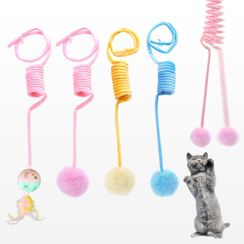 Interactive Play Pet Toy - Self-Hi Sucker Spring Rabbit Hair Ball Suitable For Cats